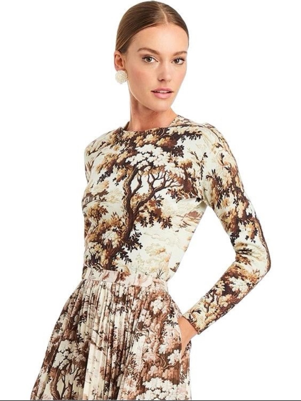 NWT Mestiza New York Phoebe Toile Print Knit Crew Neck Long Sleeve Sweater
